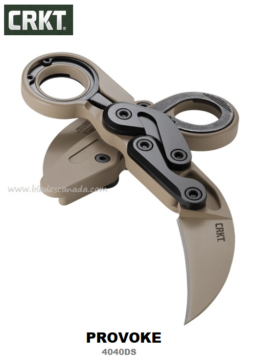 CRKT Provoke Karambit Folding Knife, D2 Steel, Aluminum Desert Sand, CRKT4040DS